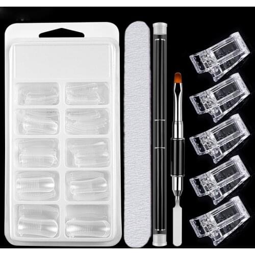 Nail Tips for Finger Extention Set Nail Art Flase Tips Quick Building Gel Nails Extension Mold Tips for Nail Art UV Builder