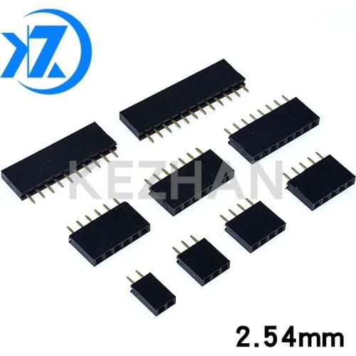 10Pcs 2.54mm Stright Female Single Row Pin Header Strip PCB Connector 1*2/3/4/5/6/7/8/10/12/16/20/40 Pin For Arduino