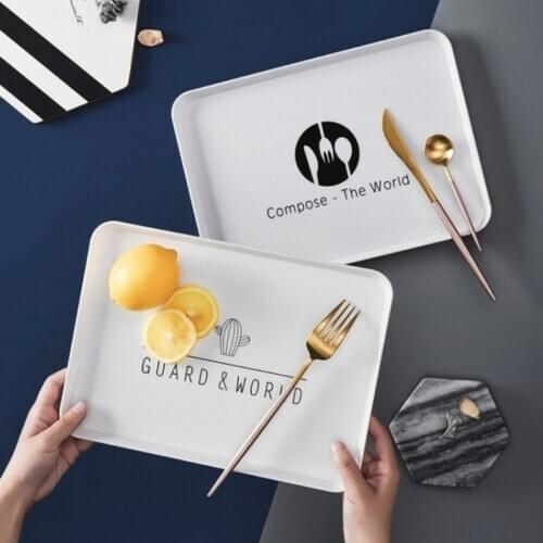 Nordic Style Plastic Breakfast Tray Food Dessert Plate Snack Bread Fruit Plate Storage Trays Kitchen Organizer