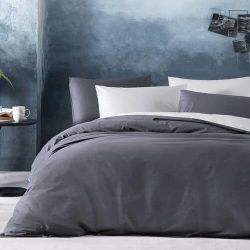 Yataş Bedding Noah Ranforce Duvet Cover Set (Double / Queen) - Gray / Anthracite Quality Sleeping Bed Set Cotton Easy Ironing