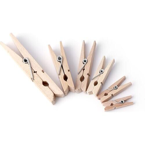 50pcs 25-72MM Natural Wooden Clothes Photo Paper Peg Clothespin Craft Clips H55E