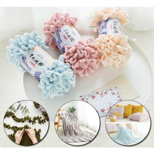 DIY Finger Loop Yarn Hand Knitted Home Pillow Blanket Sock Toy Circle Line Thick Wool Hand Knitting Blended Yarn Ring Spun