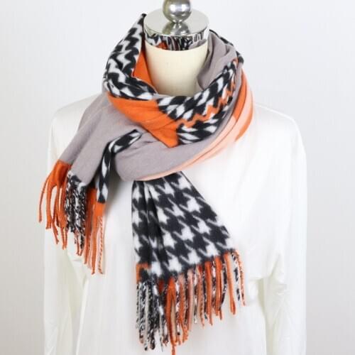 Luxury Brand 2020 Winter Thick Scarf Soft Warm Women Cashmere White and Black Long Houndstooth Scarves Shawls Wrap bufanda mujer