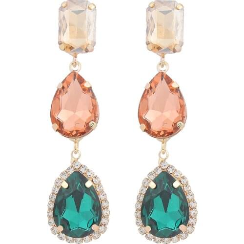 High Qualtiy Women Fashion Crystal Water Drop Dangle Earrings Jewelry Hot Sale Girls' Magnifique Statement Earrings Accessories