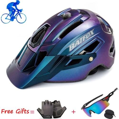 BATFOX Road Bicycle Helmet EPS MTB Bike Safety Cap With Glasses Integrally-molded Cycling Sports Helmet Cascos Capacete Ciclismo