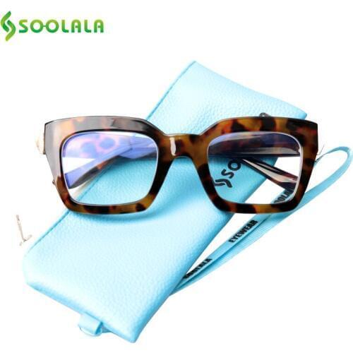 SOOLALA Square Blue Light Blocking Reading Glasses Women Men Anti Glare Presbyopic Glasses +0.5 0.75 1.0 1.25 1.5 2.0 to 4.0