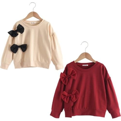 Girls Sweatshirts 2021 New Autumn Bow 2-6Years Long Sleeve Toddler Kids Baby Girls Sweatshirt Childrens Clothes for Girl Sweater