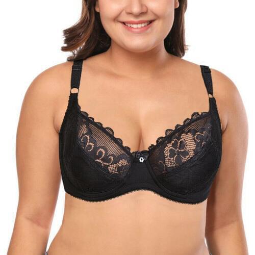 VOGUESECRET New Sexy Lace Bras Women Underwire Thin Bralette Push Up Embroidery 36 38 40 42 44 46 C D E F G Cups