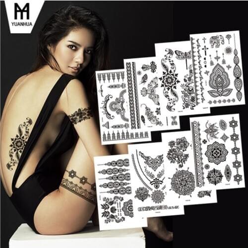 Temporary henna tattoos stickers egypt indian sexy arabic tattoo henna lace jewelry stickers mandala tatoo T1825