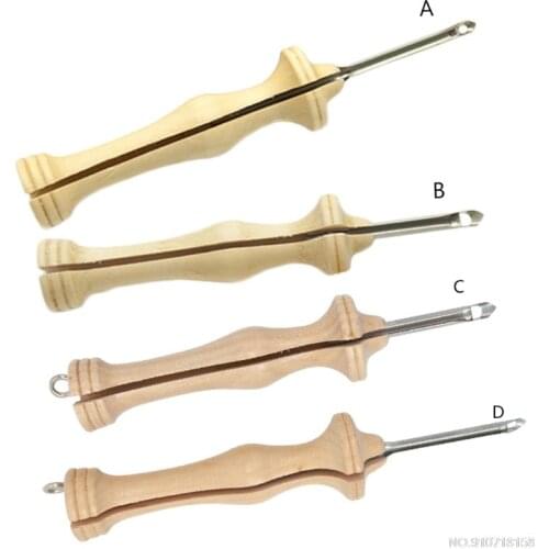 Knitting Embroidery Punch Threader Needle Pen Side Slit Sewing Accessories DIY Wooden Handle Weaving Tool F06 21 Dropship