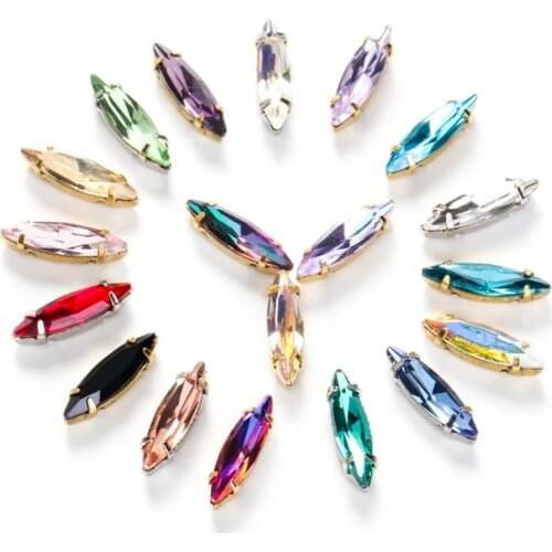 XiChuan Fancy Navette Claw With Stone Sew On Rhinestones Glass Crystal стразы Diamond DIY Clothing Accessories Jewelry Making