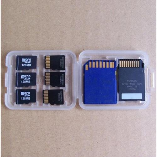1pc 8 in 1 Protector Holder Plastic Transparent mini For SD SDHC TF MS Memory Card Storage Case Box Bag