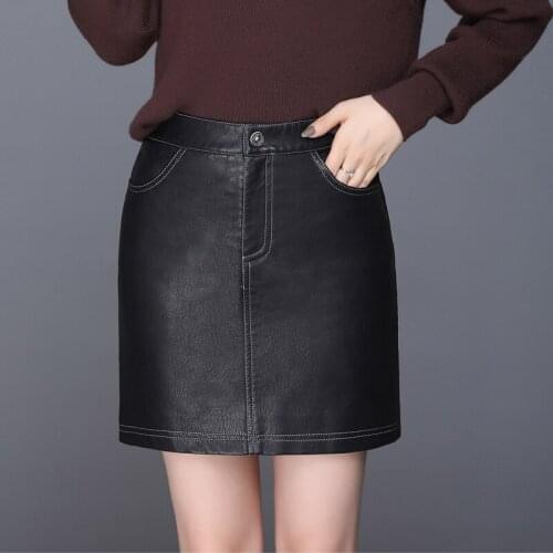 Women High Waist Faux Leather Black Pencil Skirt New Ladies Formal Elegant Bodycon PU leather Skirt Female Party Club Skirts