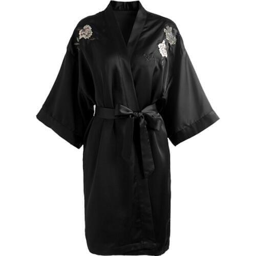High Quality Ladies' Robe Gown Embroider Nightgown Nightwear Kimono Bathrobe Sleepwear Wedding Bride Bridesmaid Robes D129-05