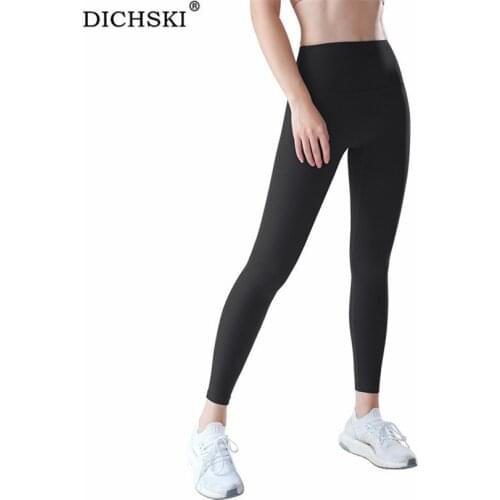 DICHSKI Women Gym Yoga Seamless Pants Sports Stretchy Elastic Waist Athletic Exercise Fitness Leggings Activewear Full Length
