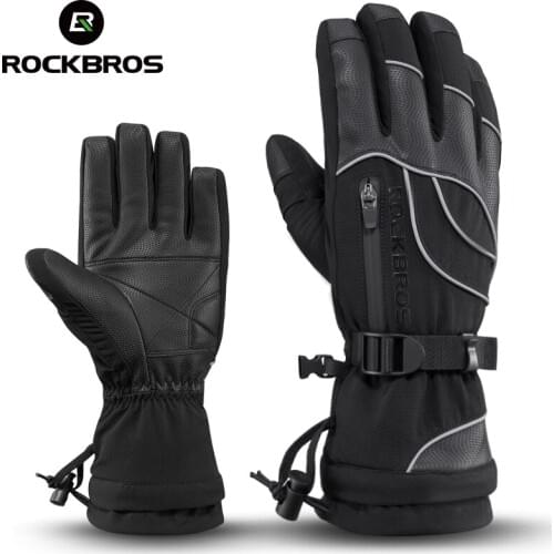 ROCKBROS Winter Cycling Bike Gloves Warm Thermal Full Finger Windproof Mittens Women Men Bicycle Skiing Outdoor Sports Gloves