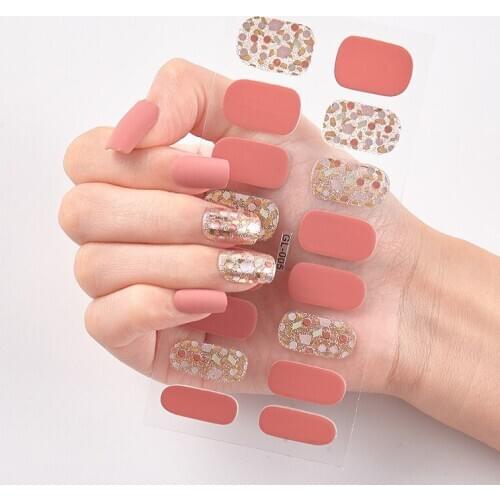 16 Tips/Sheet Solid And Patterned Nails Self Adhesive Nail Sticker Nails Sticker Designer Nail Sticker set Nailart Sticker
