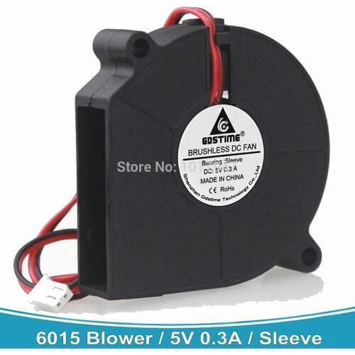 200 PCS Gdstime 60MM x 15MM DC 5V 2Pin 6015 Sleeve Bearing Turbo Turbine Blower Cooling Fan