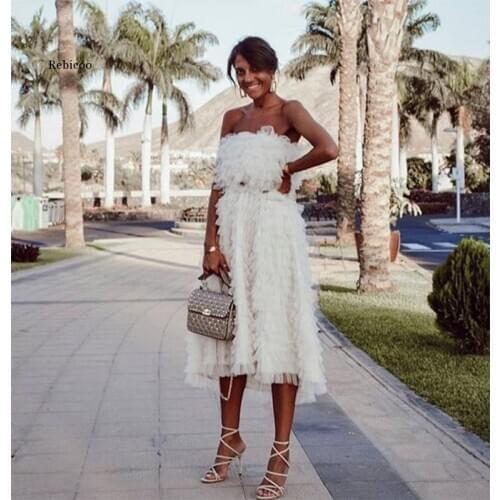 Off Shoulder Ruffle White Cake Dress Women Elegant Autumn Sexy Tube Party Mesh Dress Sweet Strapless Princess Dress