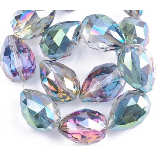 5pcs 24x17mm Teardrop Faceted Cut Crystal Glass Charms Loose Crafts Beads lot for DIY Jewelry Making