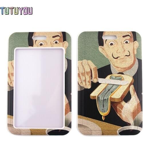1pc PC2515 Eternal Memory Art Oil Painting Unisex Fashion Lanyards ID Badge Holder Bus Card Holder Staff Card With Lanyard