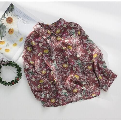 Baby Floral Shirt 2021 Spring New Girls' Clothing Childrens Chiffon Doll Shirt