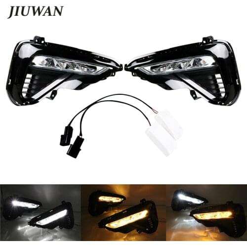 1 Pair Daytime Driving Daylights Fit for Kia Optima K5 2019 2020 Car ABS+LED White Yellow Turning Signal Front Lights Flash Lamp