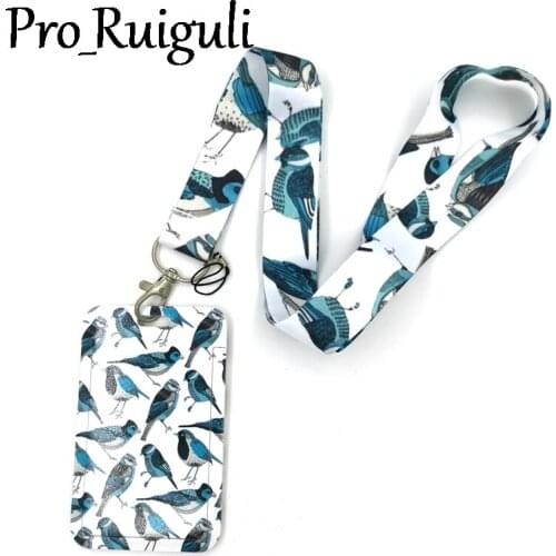 Blue Birds Anime Lanyard Badge Holder ID Card Lanyards Mobile Phone Rope Key Lanyard Neck Straps Keychain Key Ring