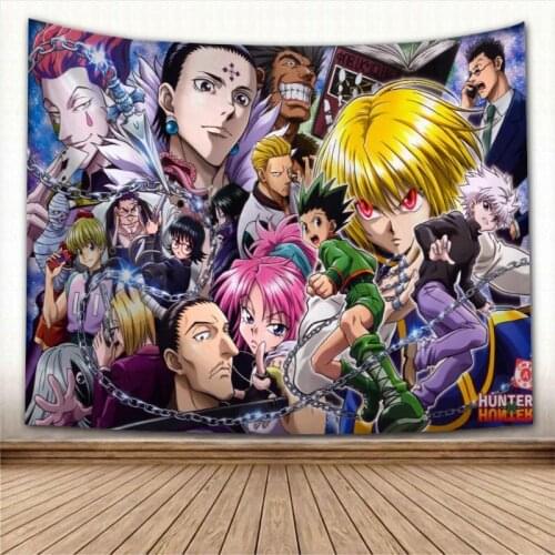 HUNTER×HUNTER Anime Tapestry Colorful Psychedelic Decorative Carpet Wall Fabric For Living Room Bedroom Tapestries Accessories