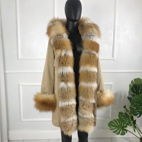 Thick Warm Jacket Outwear Women Winter Hooded Rabbit Fur Lining Parka Coat Multicolor High Quality