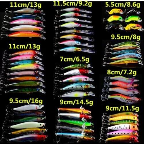 LINGYUE 58pcs/lot Fishing Lures High Quality Bass Crankbait Wobbler Fishing Tackle Artificial Mixed 10 Different Style Fish bait