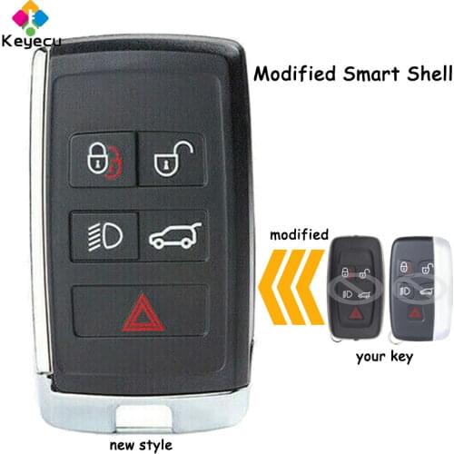 KEYECU Modified Smart Remote Control Car Key Shell Case With 5 Buttons - FOB for Land Rover Range Rover Evoque/ Sport 2012-2017