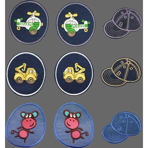 Fashion Cartoon Car Tractor Jeans Patch Iron On Patch Embroidered Repair Elbow Knee Patches For Children DIY Jeans Clothes
