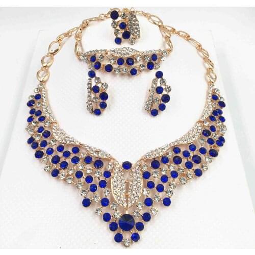 Fashion high quality jewelry wedding set in African protective color Dubai Italian women Necklace Earrings tourism jewelry