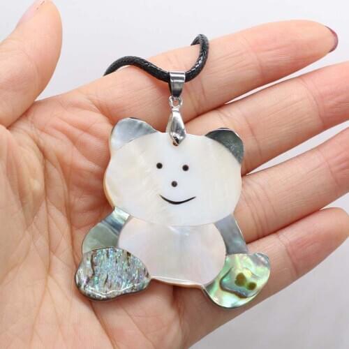 Natural Shell Necklace With Panda-Shaped Pendant Leather Cord 2MM Charms For Elegant Women Love Romantic Gift