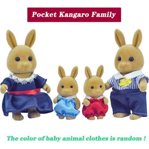 2021 New Dollhouse Furniture 1/12 Forest Animal Figurines Set Pocket Kangaro Family Diy Collectible Educational Toys For Girls