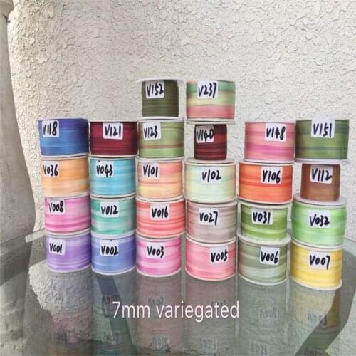 New arrived 7mm variegated of 100% pure silk embroidery ribbon ins style silk edge ribbon Anya Ribbon Handcraft