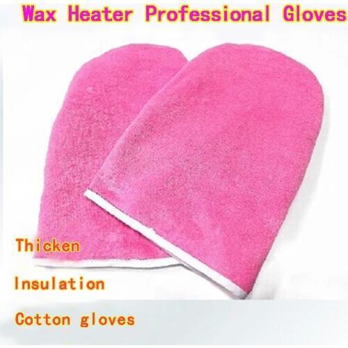 1pair Pink Wax Protection Gloves Paraffin Wax Protection Hand Gloves for Warmer Wax Heater Professional SPA Cotton Towel Mittens
