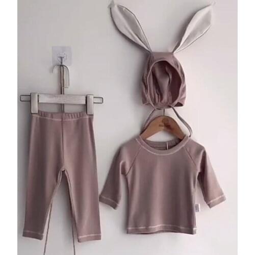 Newborn Baby Boys Girls Cotton Long Sleeve Tops+Pants+Hat Pajamas Suit Spring Autumn Baby Girls Clothing Sets