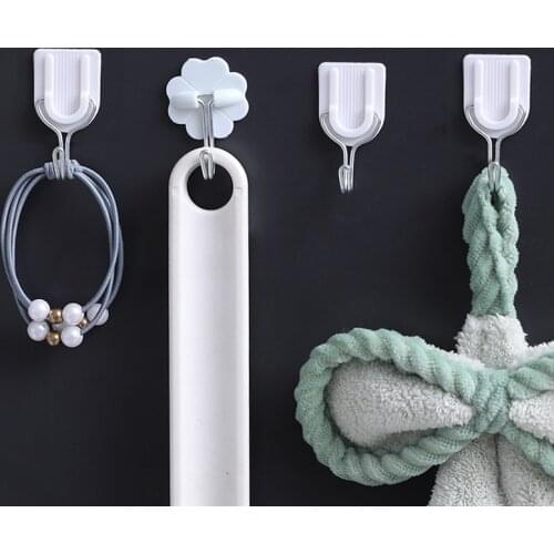 Strong Self Adhesive Hook Kitchen Bathroom Wall Hanging Coat Hat Hook Hanger behind the Door No Trace Sticky Hook Accessories