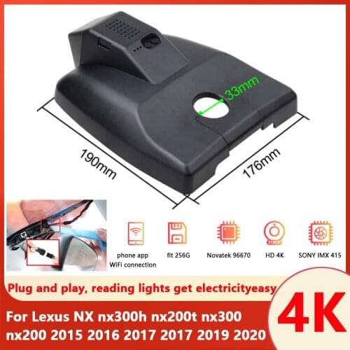 Hidden 2160P Plug and play Car DVR Wifi Camera dash cam 4K For Lexus NX nx300h nx200t nx300 nx200 2015 2016 2017 2017 2019 2020