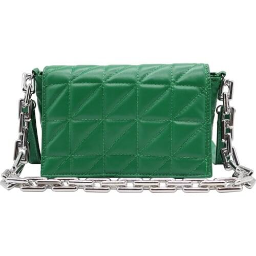 Soft Pu Leather Thick Chain Shoulder Bag Brand Design Casual Women Purses and Handbag Green Clutch Bags for Women High Quality