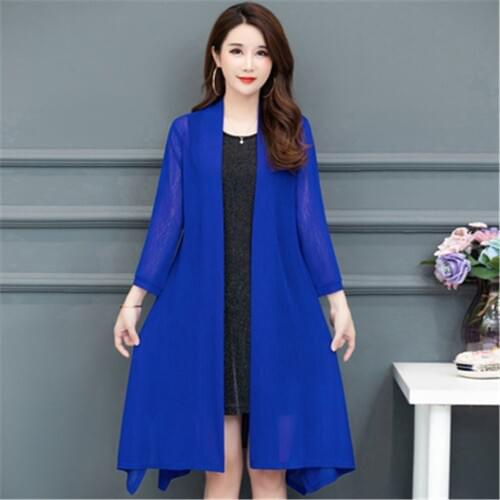7 Colors Thin Cardigan Womens Plus Size Spring Summer Long Sweaters and Cardigans Female Blue Green Red Outwear XL-5XL PZ3144