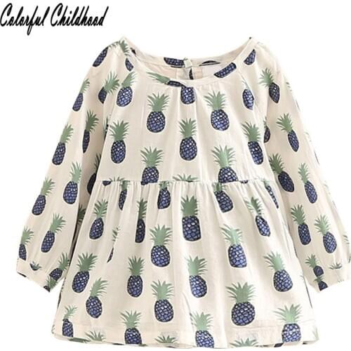 Spring Baby Girls Dress Pineapple Print Casual clothes 2t-10 kids