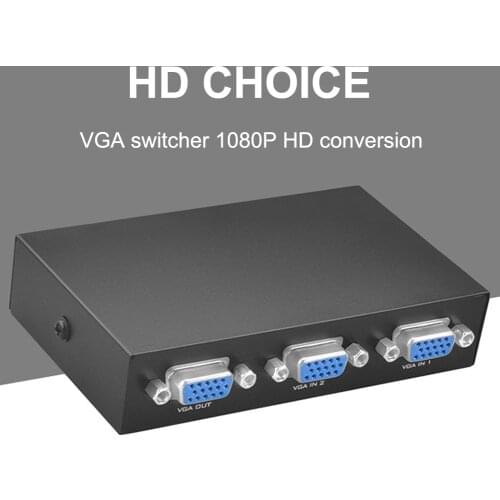 Mayitr 15HDF 2-Port VGA Video Switch 2 IN 1 OUT 130MHZ VGA Switcher Selector Box for PC Laptop Desktop Monitor TV
