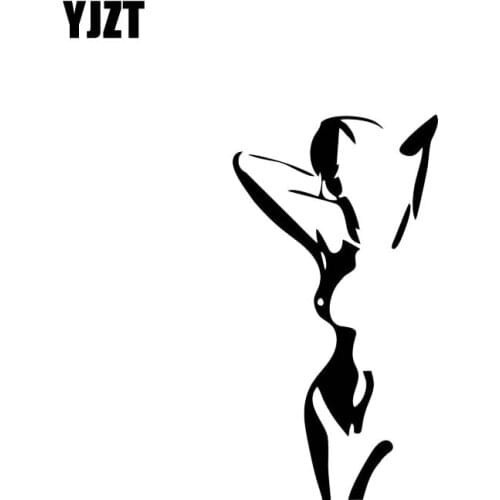 YJZT 6.7*12.4CM Artistical Naked Girl Black/Silver Vinyl Decals Good Quality Covering The Body Fashion Design C20-0342