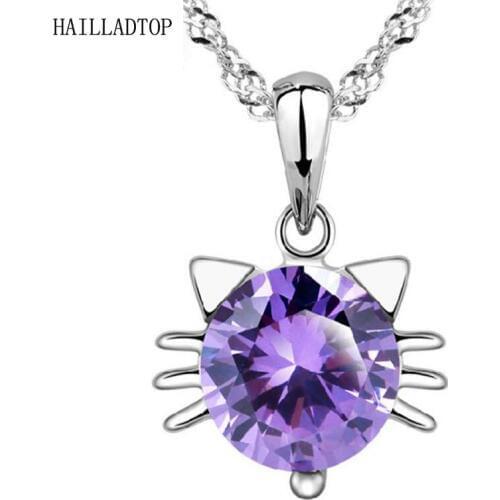 Cat Elf Silver Plated Crystal Pendant Short Paragraph Clavicle Chain Jewelry Female Fashion Cute Jewelry For Women Fahion Jewel