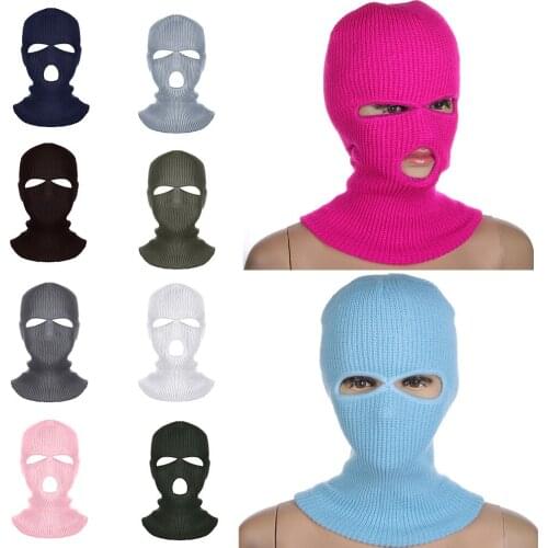 Winter Knit Cap Warm Soft 2/3 Holes Full Face Ski Hat Balaclava Hood Motorcycle Helmet Army Tactical Fashion Hat For Women Men