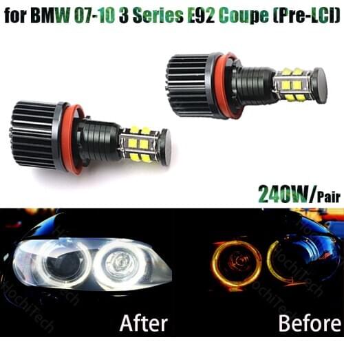 120W 6000K white H8 LED Angel Eyes Led Marker Lights for BMW 2007-2010 3 Series E92 Coupe (Pre-LCI)