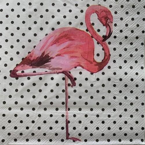 20 vintage table napkin paper cute tissue animal pink flamingo dot decoupage wedding Christmas birthday party decor serviettes